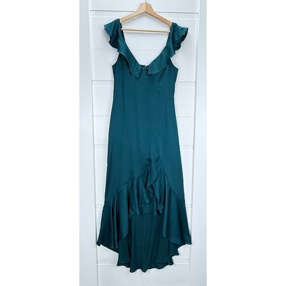 Express Teal Ruffle Hi-Low Maxi Dress Size 4 Formal Cocktail Party Preowned - Picture 1 of 12